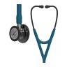 Pachet cardio - Stetoscop Littmann Cardiology IV Caribbean Blue capsula fumurie finisaj oglinda 6234 + Borseta stetoscop Cardio Neagra